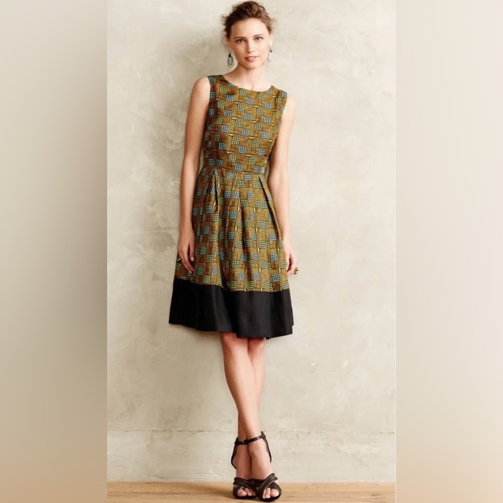 Anthro Girls From Savoy Kakum Flared Silk Dress Size 2